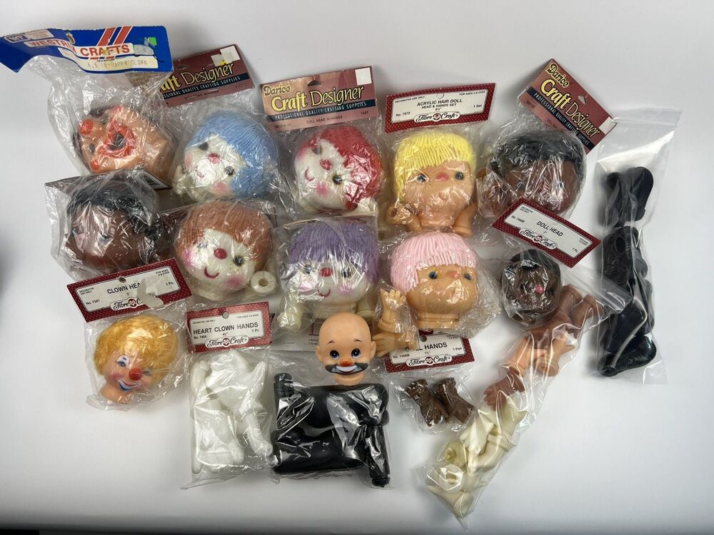 Doll Heads LOT Darice Etc Craft Doll Heads New Old Stock Vintage
